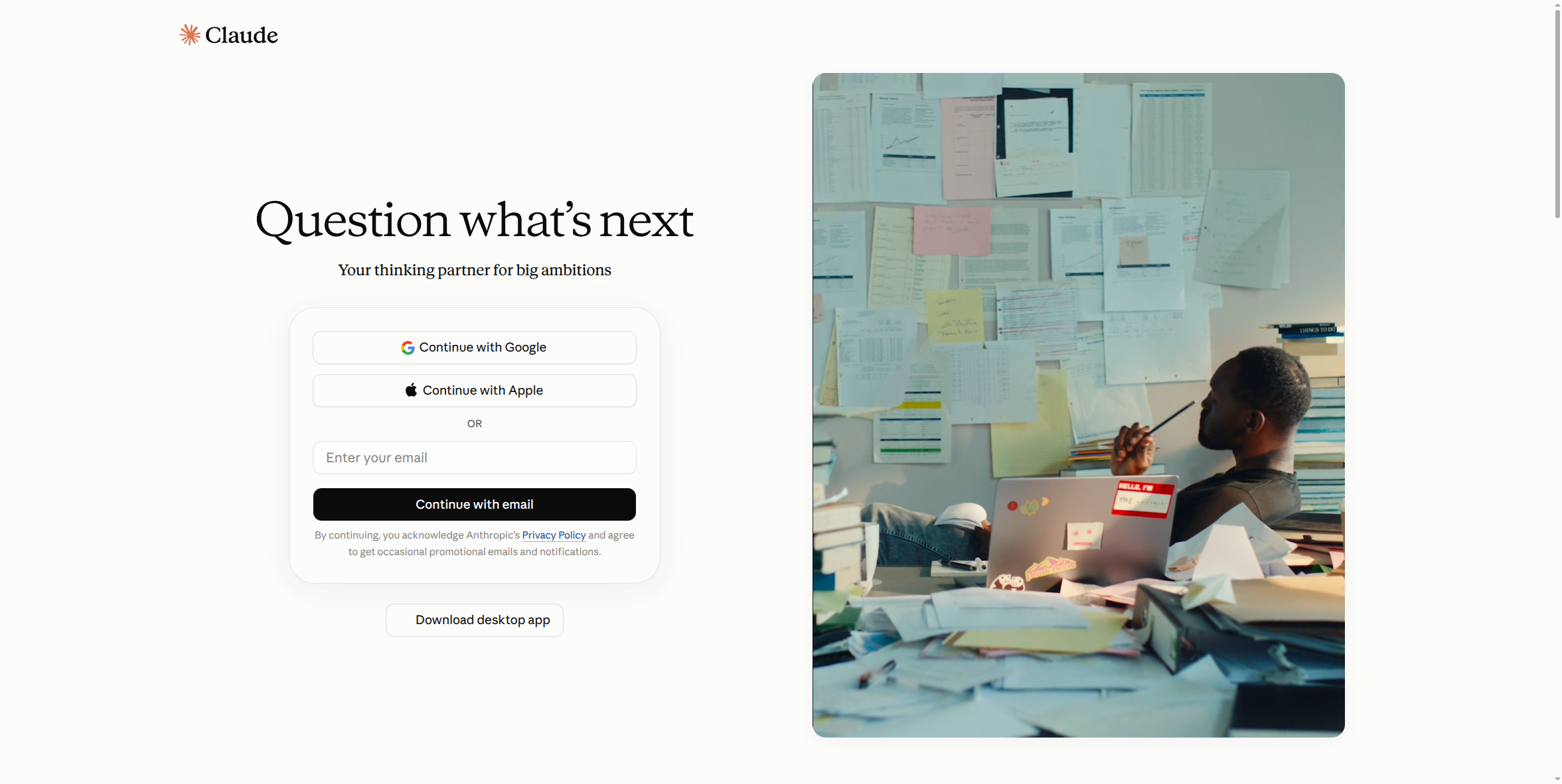 Claude's account creation screen for the Team plan, with options to continue with Google, Apple, or email