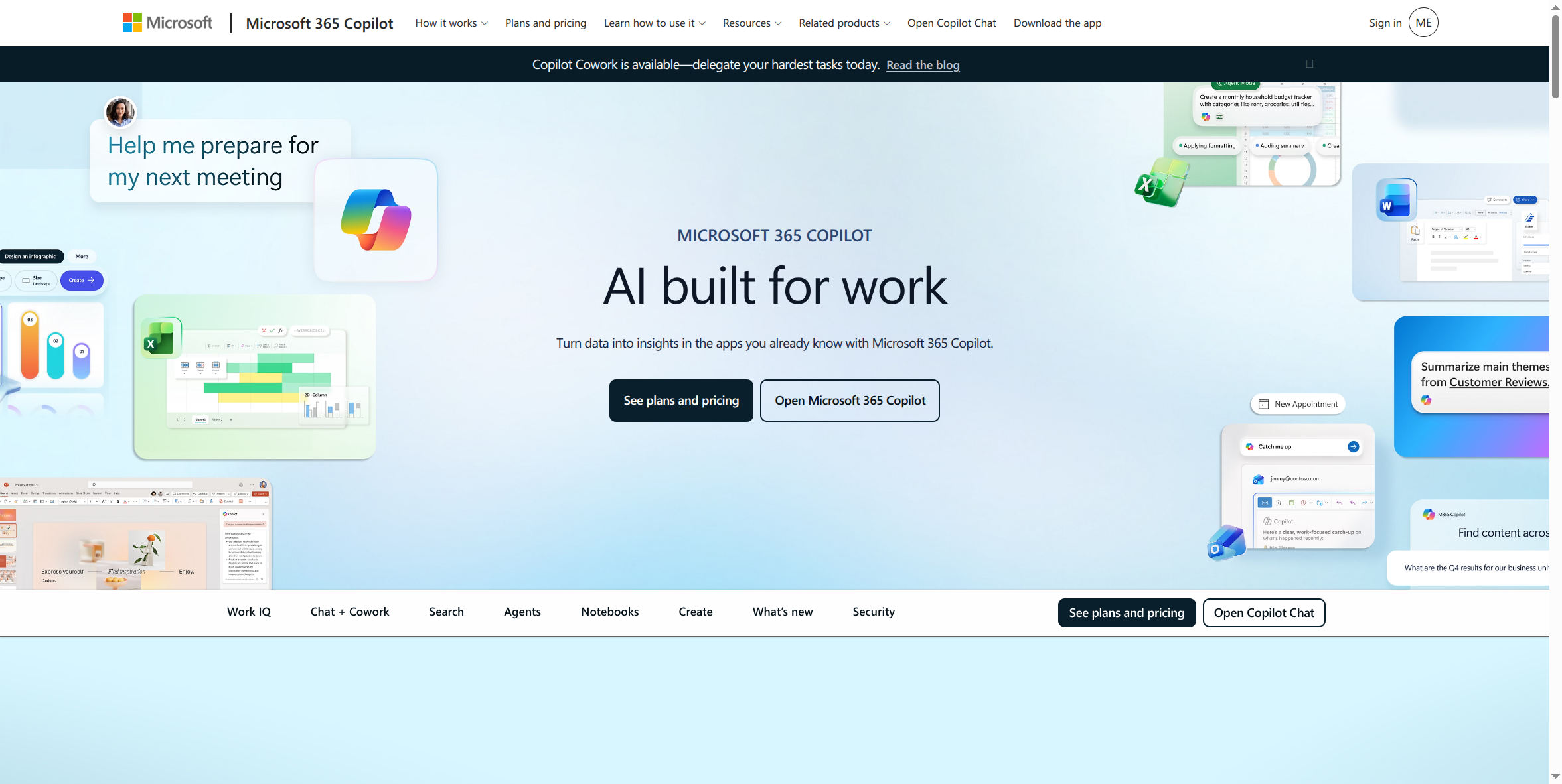 Microsoft's official Microsoft 365 Copilot product page